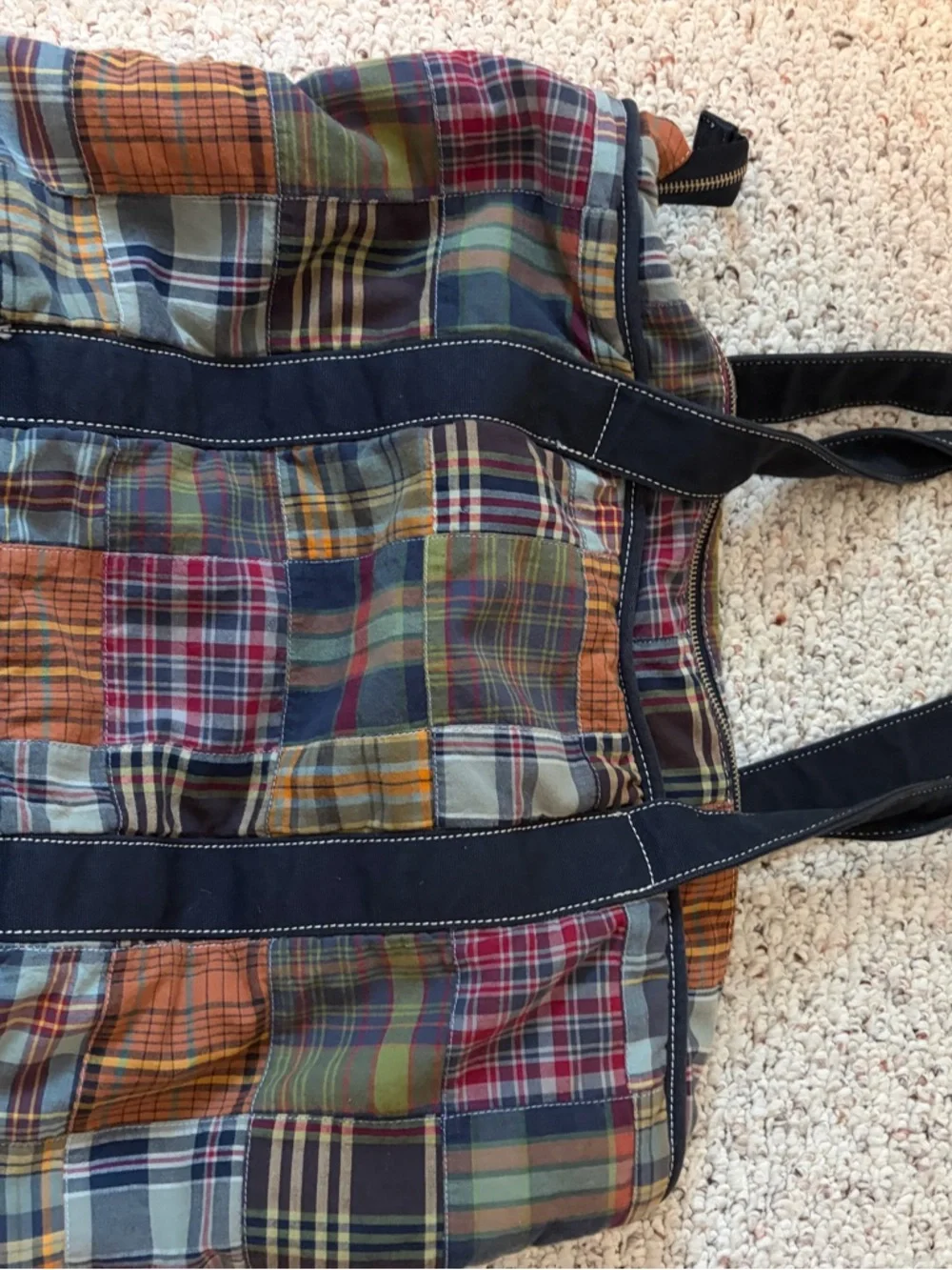 Vintage J Crew Patchwork Plaid Tote Bag - Multicolor